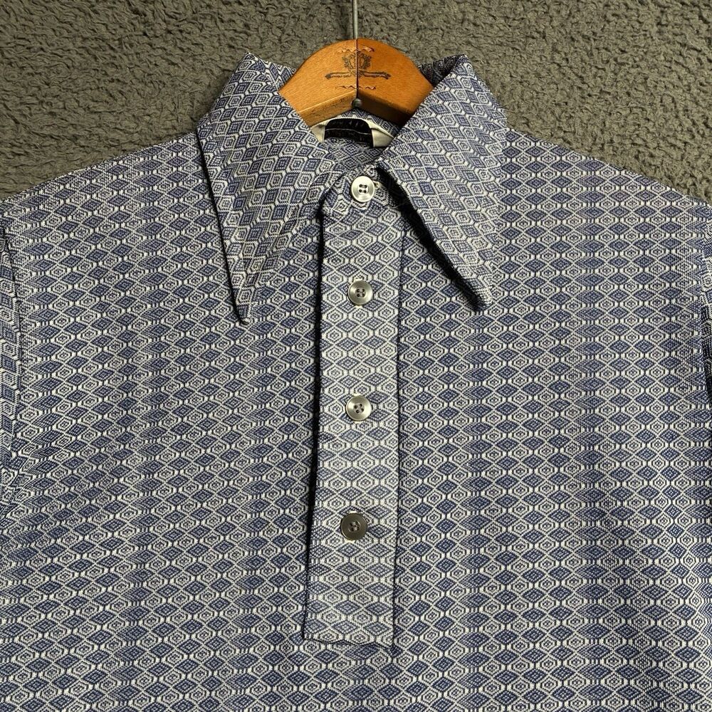 Career Club Vintage 70s Polo Shirt Mens Medium Geometric Rockabilly Made In USA